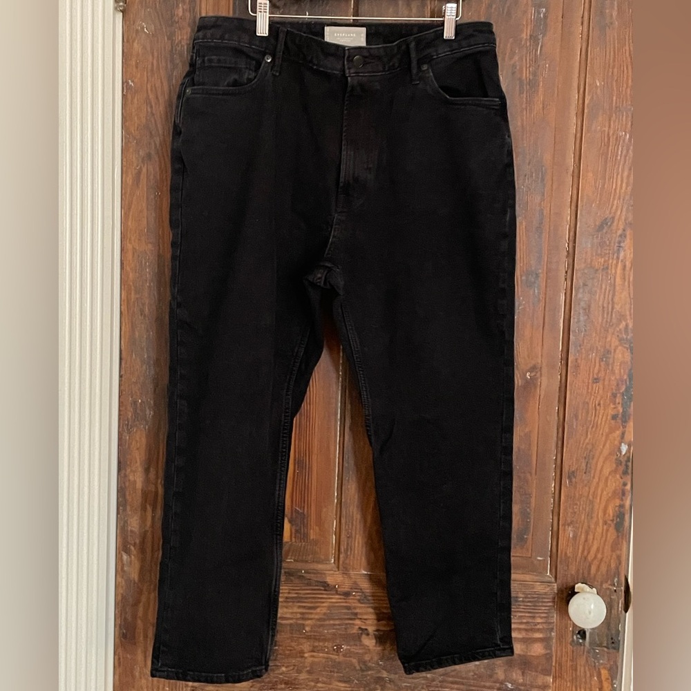 EVERLANE Women's Black Denim Curvy 90's Cheeky Straight Ankle Jean SZ 33 Crop
